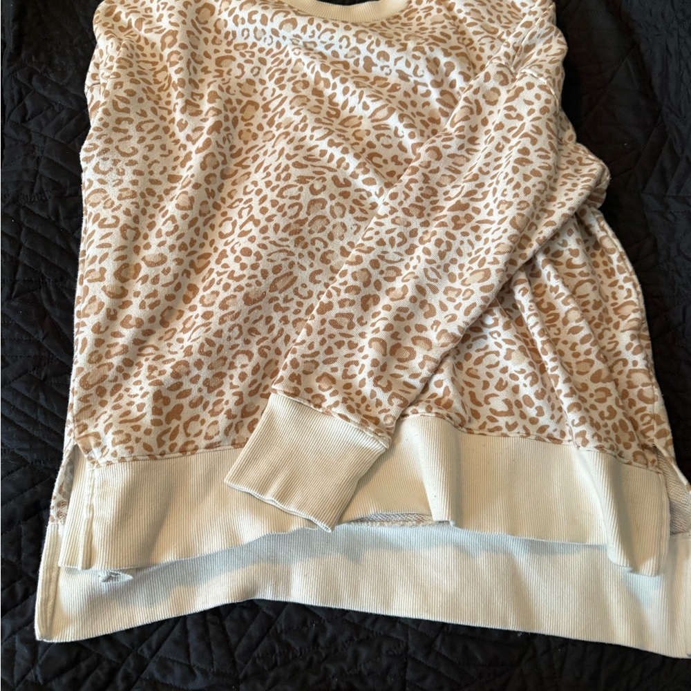 Time and Tru Tan Leopard Print Pullover